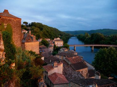 Puy L eveque in the sunset light, Lot, france clipart