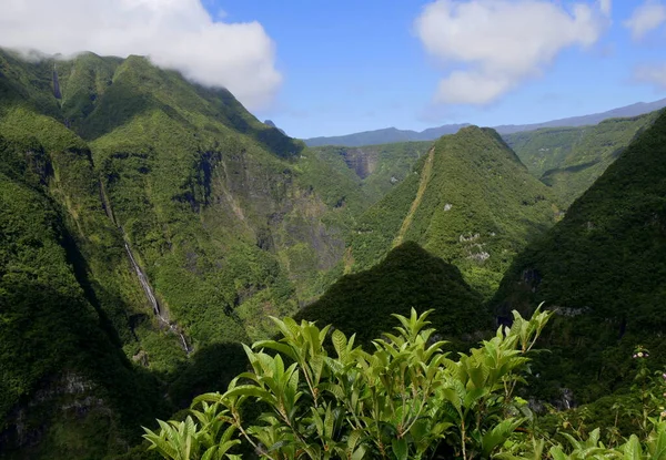 Takamaka, a scenic waterfall in the Reunion island, France