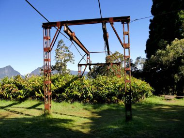 Reunion, Fransa 'daki Belouve Ormanı' nda Paul Charly hava teleferiği
