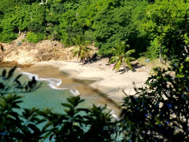 Terre de Haut 'taki tropik plaj, les Saintes, Guadeloupe, Fransız antilleri, yüksek açılı manzaralı Anse crawen.