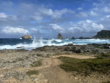 Pointe des chateaux, grande terre, guadeloupe ikonik manzarası