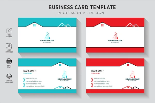 Real Estate House Property Corporate Business Card Design Template — Stockový vektor