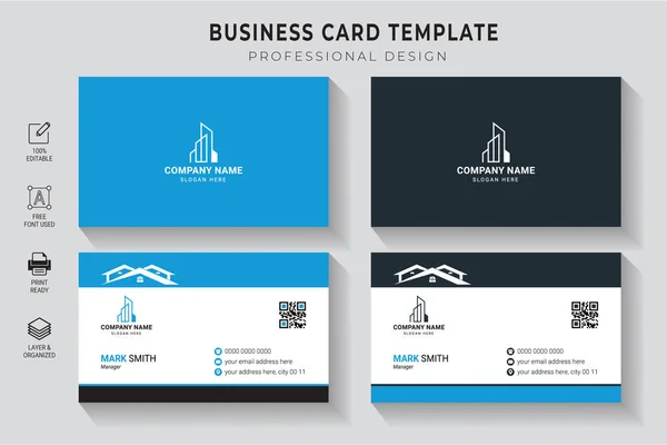Nieruchomości Dom Nieruchomości Corporate Business Card Design Szablon — Wektor stockowy