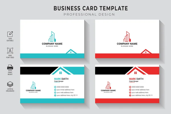 Ingatlan Ingatlan Ingatlan Vállalati Business Card Design Sablon — Stock Vector