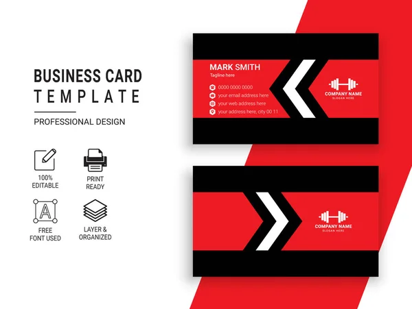 Tornaterem Fitness Business Card Design Elrendezés Sablon — Stock Vector