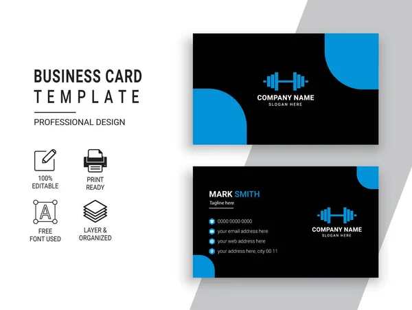 Γυμναστήριο Και Fitness Business Card Σχεδιασμός Διάταξη Πρότυπο — Διανυσματικό Αρχείο