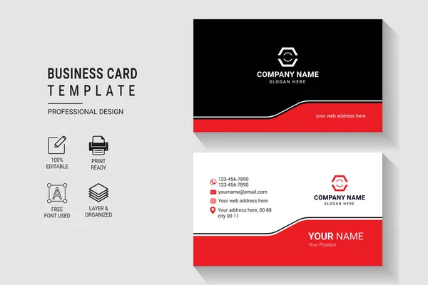 Wielofunkcyjny Nowoczesny Szablon Business Card Design Double Side Professional Elegant — Wektor stockowy