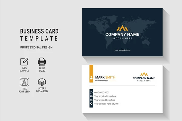Multipurpose Modern Corporate Card Design Template Double Side Professzionális Elegáns — Stock Vector