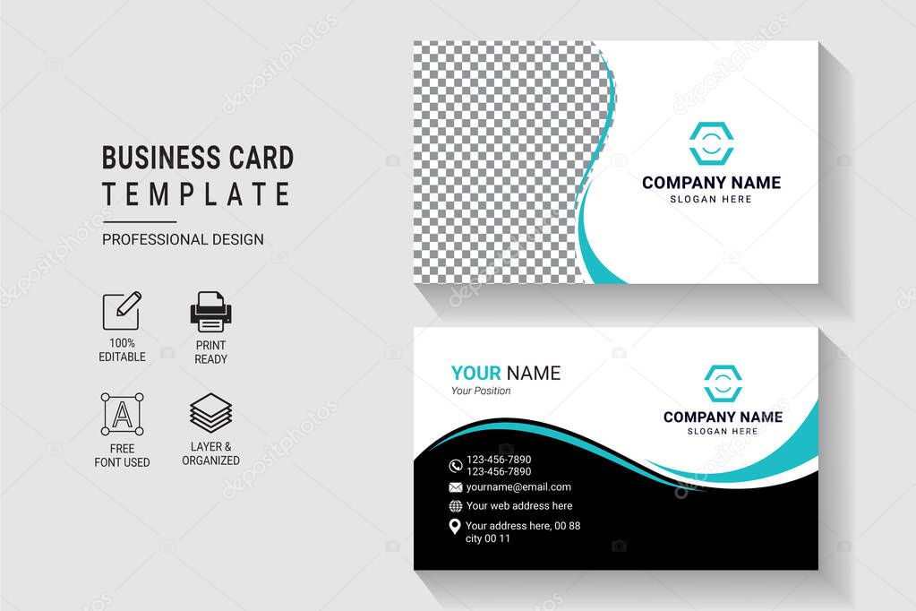 Multipurpose Modern Corporate Business Card Design Template Double Side With Professional Elegant