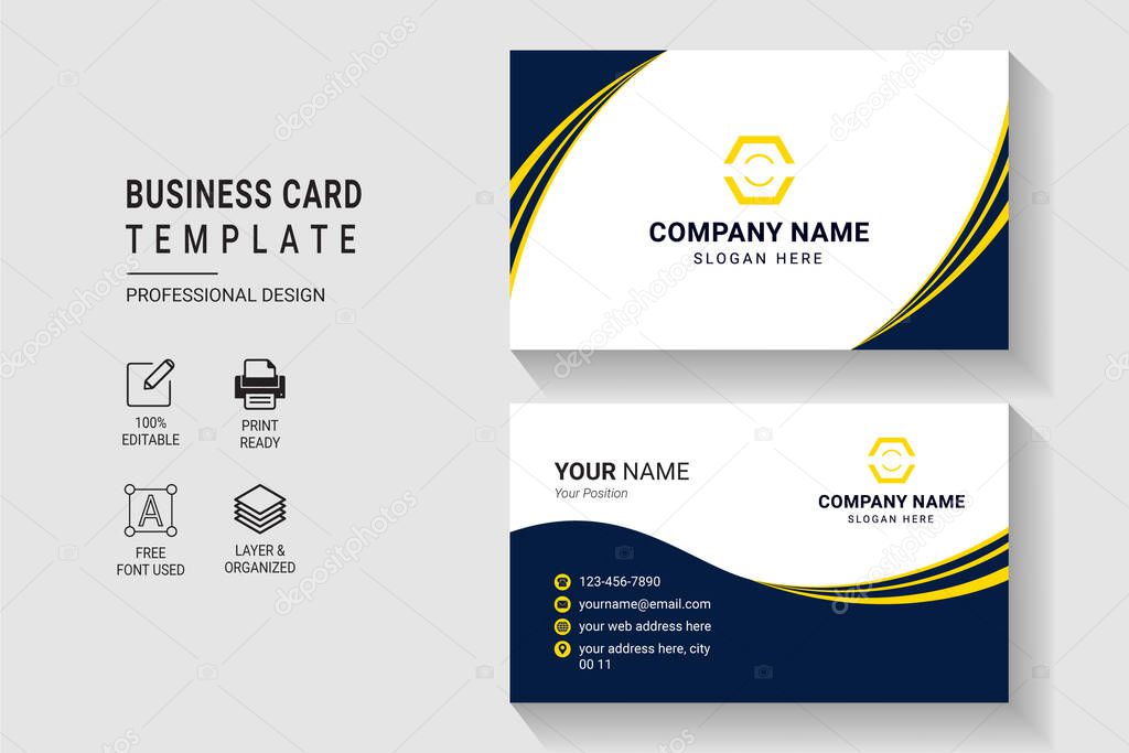 Multipurpose Modern Corporate Business Card Design Template Double Side With Professional Elegant