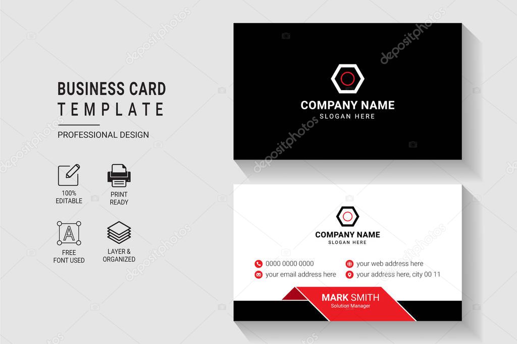 Multipurpose Modern Corporate Business Card Design Template Double Side With Professional Elegant