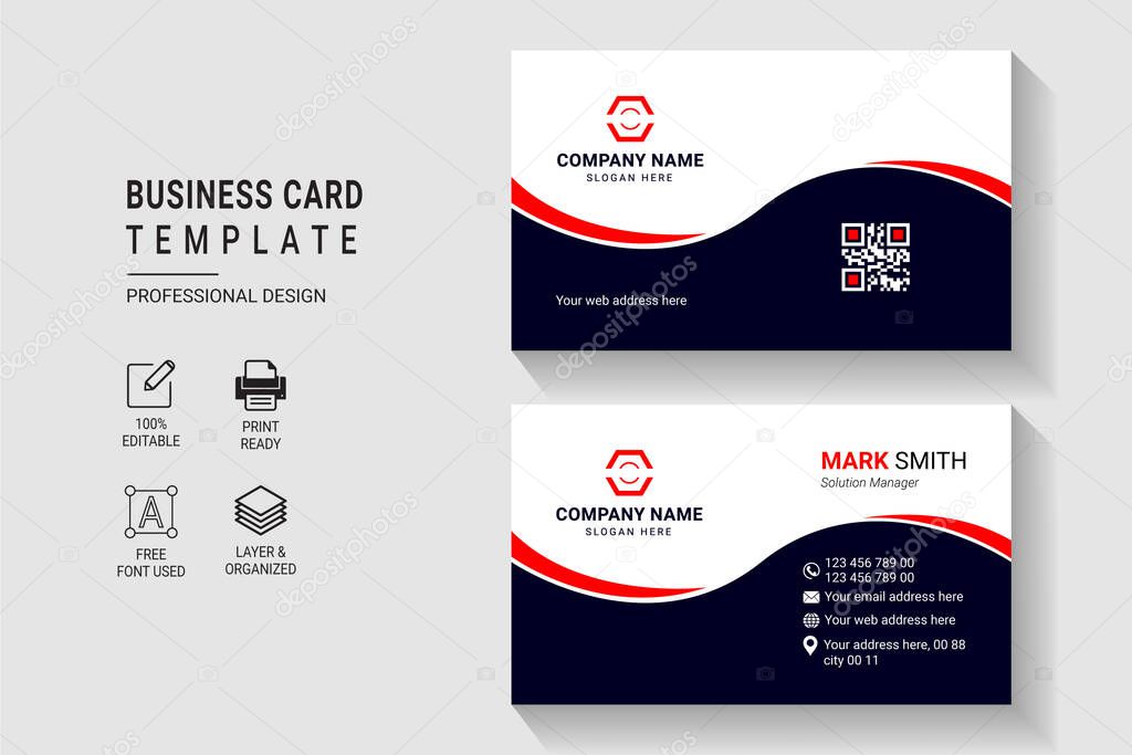Multipurpose Modern Corporate Business Card Design Template Double Side With Professional Elegant
