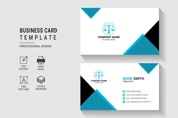 Modern Business Card Design Template Double Side Professional Elegant — Stock Vector