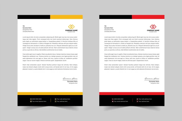 Moderní Firemní Obchodní Hlavičkový Design Šablony Červenou Žlutou Černou Barvou Royalty Free Stock Vektory