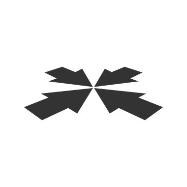 Birbirine bakan dört ok, vektör simgesi düz