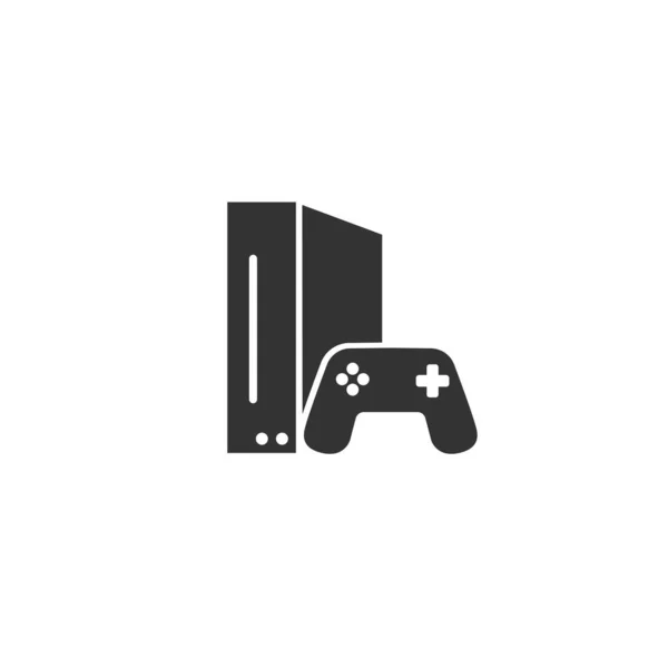 Videospielkonsole Mit Joystick Symbol Auf Weißem Hintergrund Vektorflach — Stockvektor