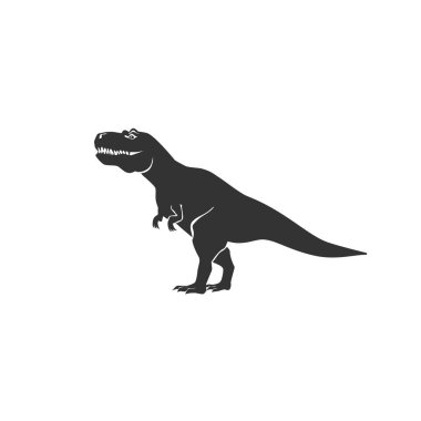 Tyrannosaurs Rex veya T-Rex ikonu, dinozorlar tarih öncesi yaratık. Düz vektör işareti.