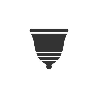 Beyaz arka planda izole edilmiş regl bardağı silueti. Vektör illüstrasyon işareti.