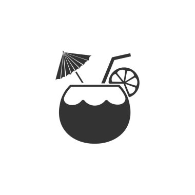 Hindistan cevizi içeceği vektör simgesi. Otel ve Hizmetler Sembolü. Düz İşaret.