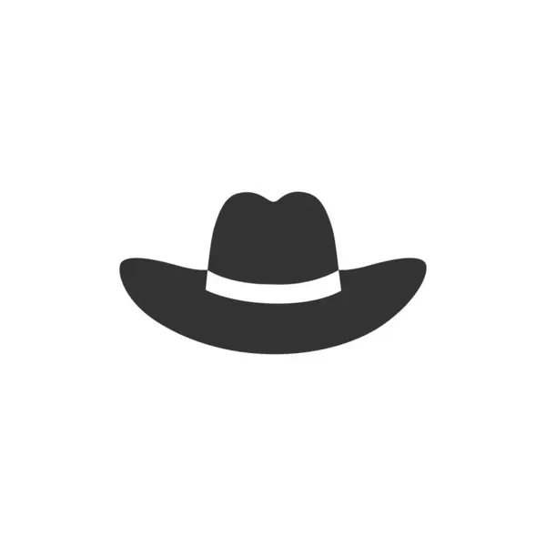 Cowboy Hatt Logotyp Ikon Platt Stil Vektor Tecken — Stock vektor