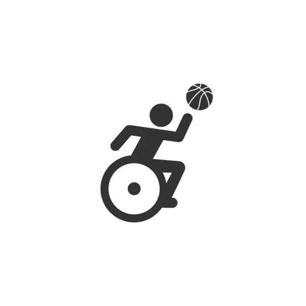 Wheelchair Athlete Playing Basketball Flat Vector Icon Sports Apps Websites — Stock Vector