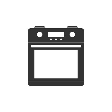 Fırın, fırın ikonu gaz pişirici düz stil işaret vektörü.
