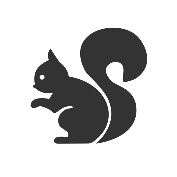 Squirrel Icon Editable Stroke Line Template Design Cute Animal Silhouette — Image vectorielle