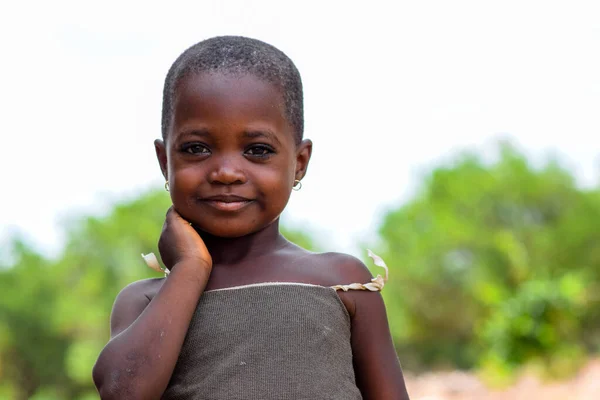 Portrét Afrického Dítěte Náhodné Upřímné Chvíle Africkými Dětmi Šťastné Africké — Stock fotografie