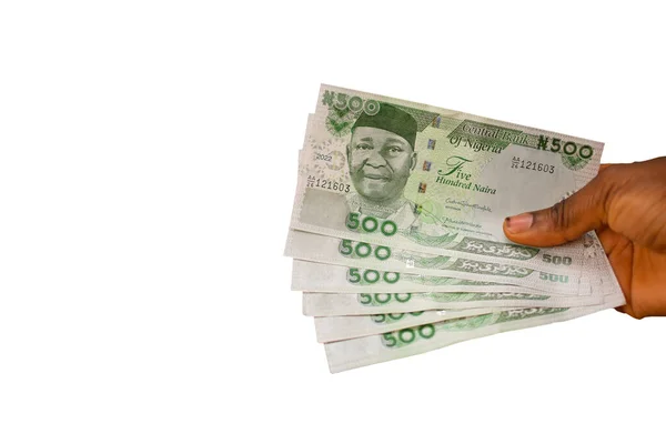 手握钱非洲的尼日利亚货币现钞 — 图库照片