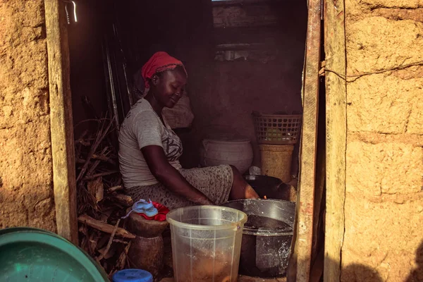 Abaji Fct Abuja January 2023 African Woman Cooking Doing House — Stock Photo, Image