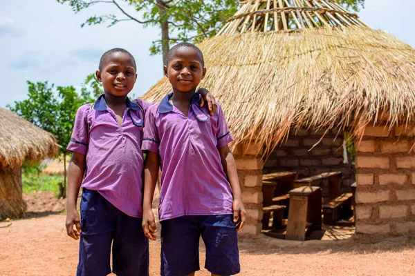 Abuja Nigeria May 2023 Portrait African Children Learning Rural Community — Stok fotoğraf