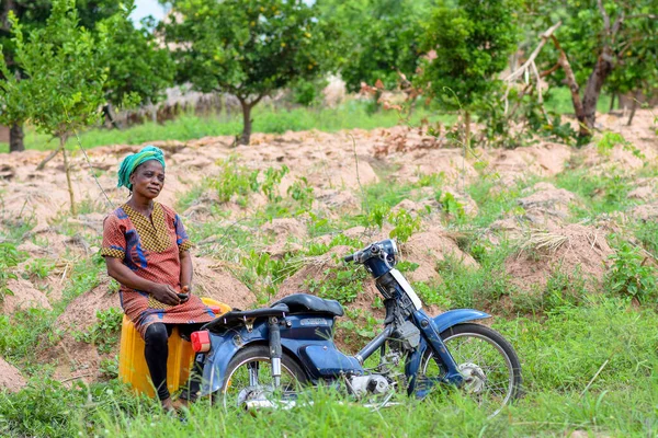 Abuja Nigeria June 2023 African Woman Bike Community Sensitization Covid — Stock Photo, Image