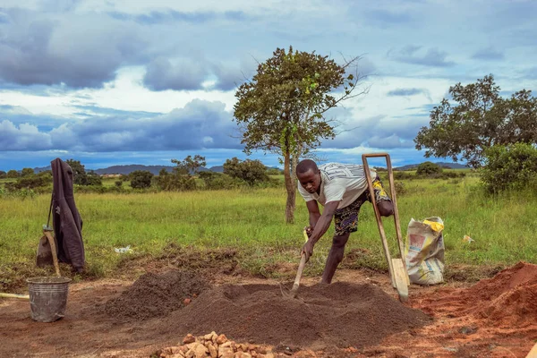 Nigeria June 2023 Handicapped African Man Working Rural Field — Stock Photo, Image
