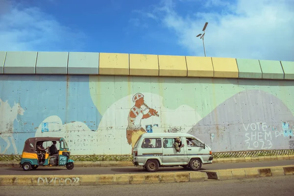 Abuja Nigeria Junio 2023 Vista Sobre Colorido Graffiti Étnico Pared —  Fotos de Stock