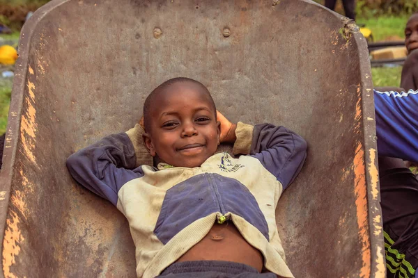 stock image Jos East, Plateau State, Nigeria - May 12, 2021: Portrait of happy african boy