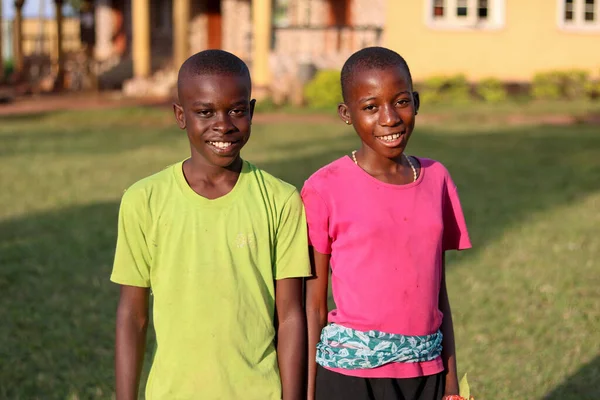 Abuja Nigeria November 2021 Portrait African Children Smile Twins Siblings — Zdjęcie stockowe