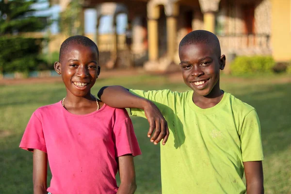 Abuja Nigeria November 2021 Portrait African Children Smile Twins Siblings — Stok fotoğraf
