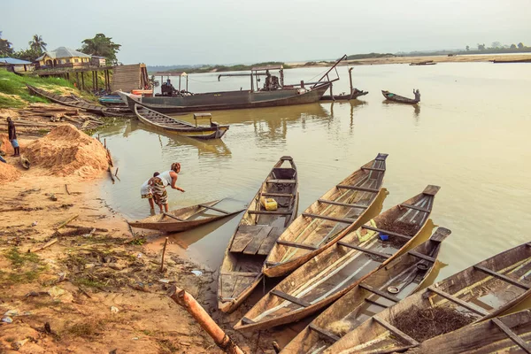 Delta State Nigeria December 2021 Locally Made Canoes Riverside River — Stock Photo, Image