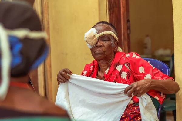 stock image Abuja, Nigeria - December 25, 2021: Middle-aged African people Diagnosed of Cataract in the eye and Prepared for Surgery