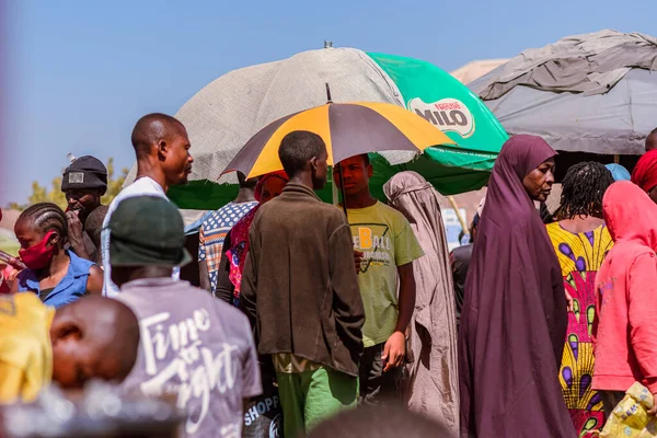 Abuja Nigeria Januari 2023 Kopen Verkopen Een Afrikaanse Marktplaats Eetbare — Stockfoto