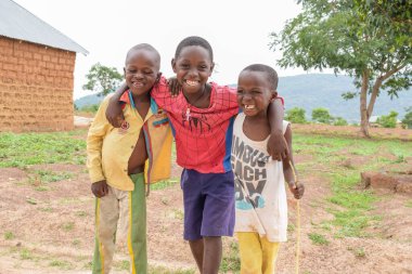Lagos, Nigeria - September 5, 2021: Portrait of African Children. Group of Young Friend Having Fun with a Big Smile