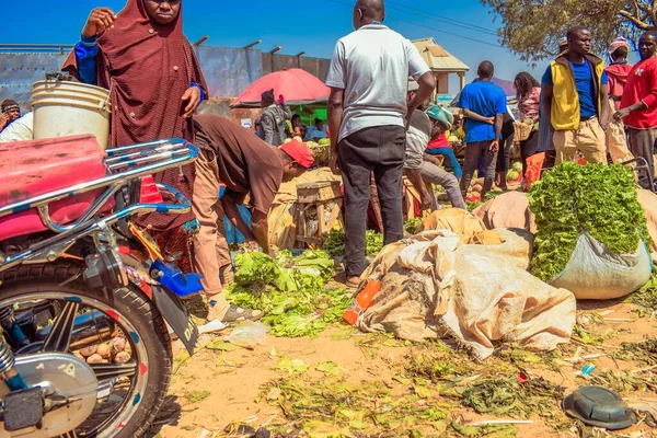 Abuja Nigeria Lokakuuta 2022 Ostaminen Myyminen Afrikan Markkinoilla Syötävät Pilaantuvat — kuvapankkivalokuva