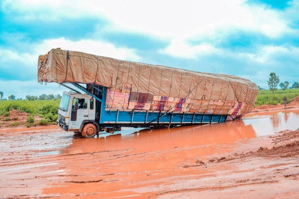 Loko Nasarawa Nigeria August 2021 Drumul Noroios Timpul Sezonului Ploios — Fotografie, imagine de stoc