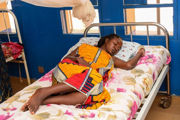 Kachia Kaduna State September 2021 Young African Recovering Sick Bed — Stock Photo, Image