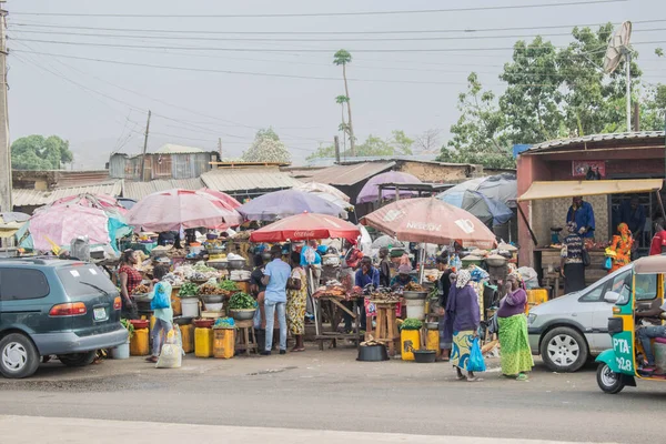 Abuja Nigeria October 2022 Buying Selling African Market Place Edible — Stock Photo, Image