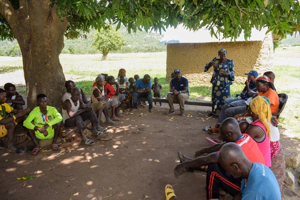 stock image Abuja Nigeria - July 26, 2021: Community Sensitization on Covid 19, Health and Water Hygiene of Indigenous Africa Villages. Election Campaign Meeting. Cancer Awareness Program and Empowerment