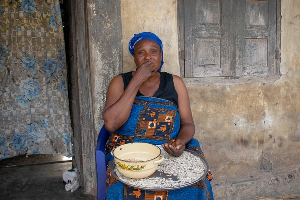 Opialu Benue State Nigeria March 2021 Hardworking African Woman Engaged — Stock Photo, Image