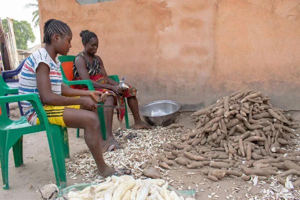 Stock image Opialu, Benue State - March 6, 2021: African Women going about her Morning Chores