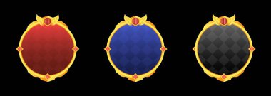 Maç profil fotoğrafı ve sosyal medya için kraliyet temalı altın rengi ve daire şeklinde oyun avatar sınırı