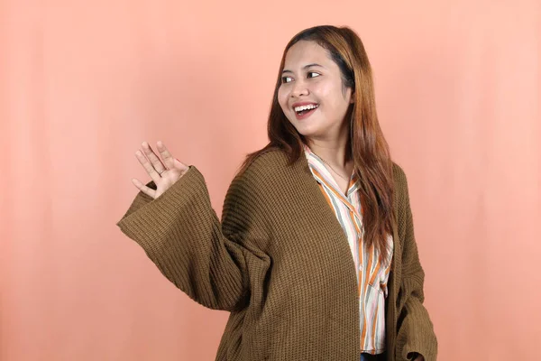 Schöne Asiatische Frau Fühlt Sich Glücklich Und Entspannt Isoliert Mit — Stockfoto